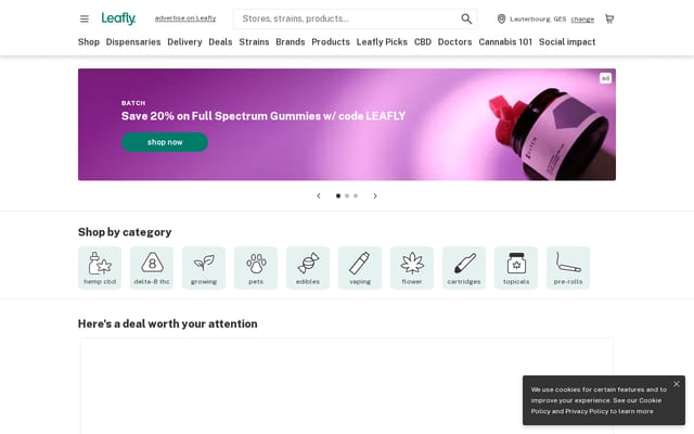Screenshot of leafly.com