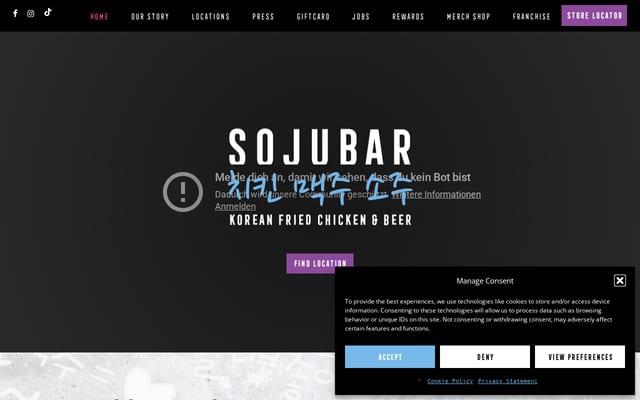 Screenshot of sojubar.com