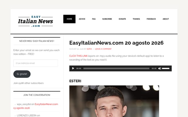 Screenshot of easyitaliannews.com