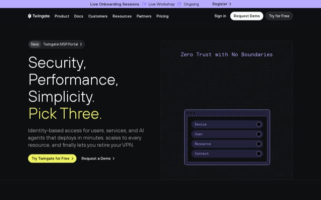 Screenshot of twingate.com