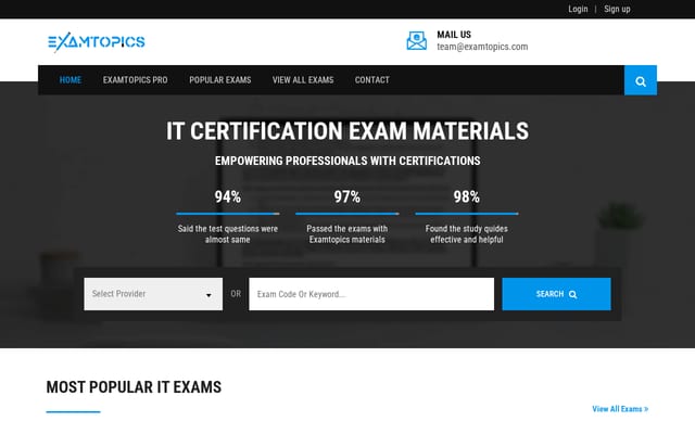 Screenshot of examtopics.com