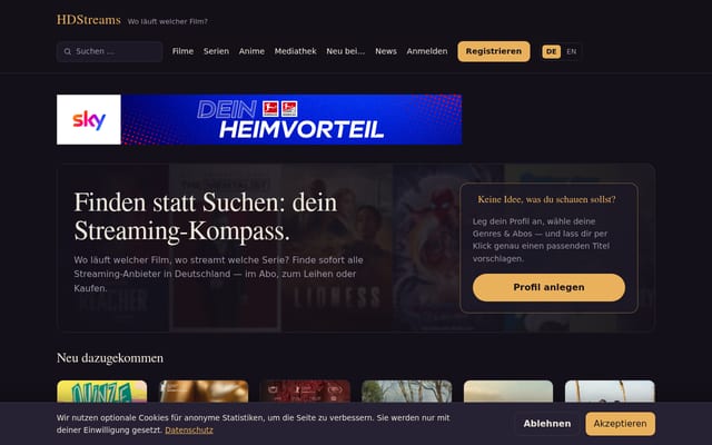 Screenshot of hdstreams.org