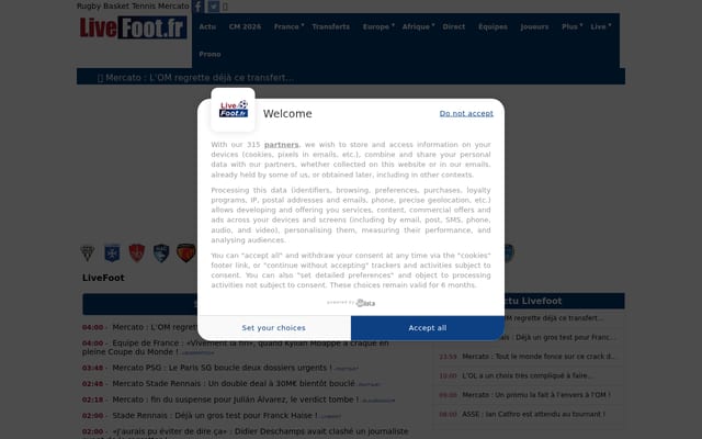 Screenshot of livefoot.fr