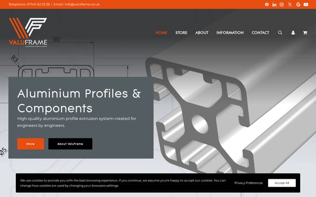 Screenshot of valuframe.co.uk