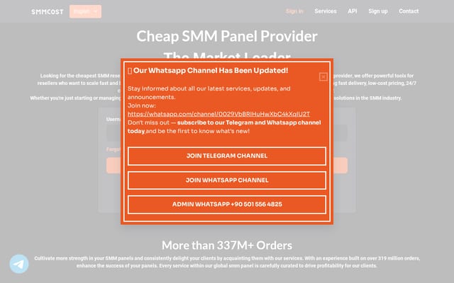 Screenshot of smmcost.com