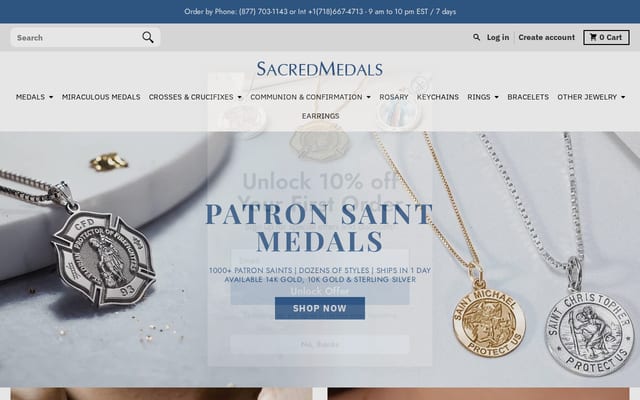 Screenshot of sacredmedals.com