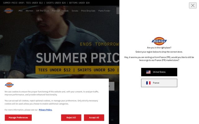 Screenshot of dickies.com