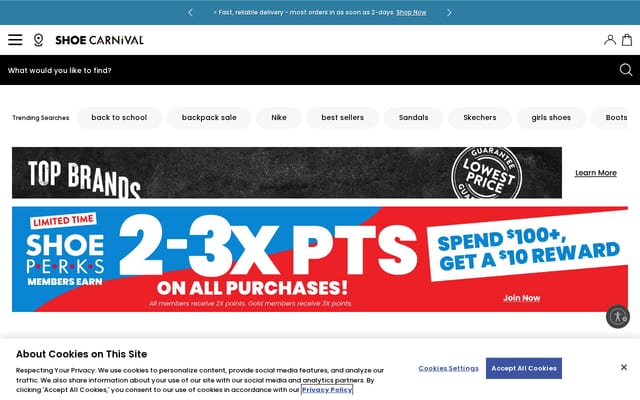 Screenshot of shoecarnival.com