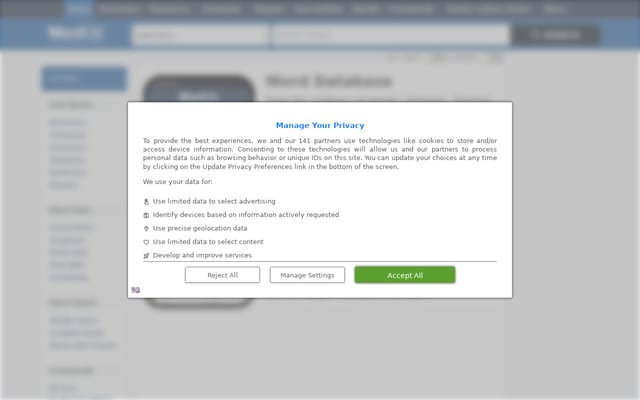 Screenshot of worddb.com