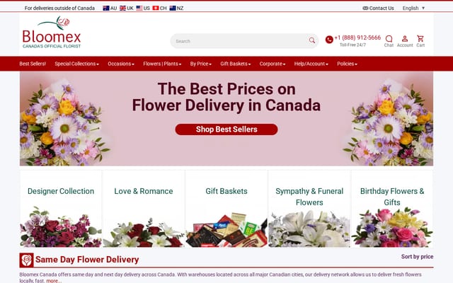 Screenshot of bloomex.ca