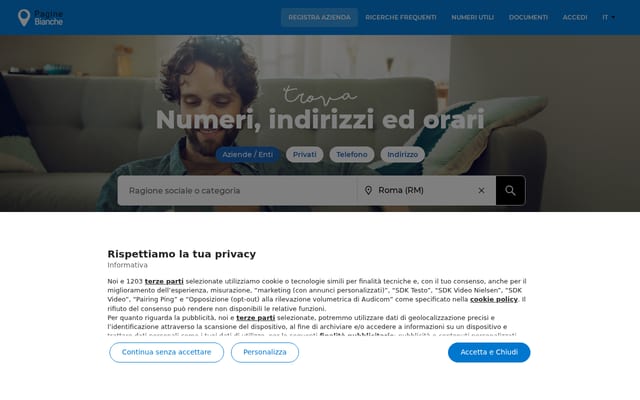 Screenshot of paginebianche.it
