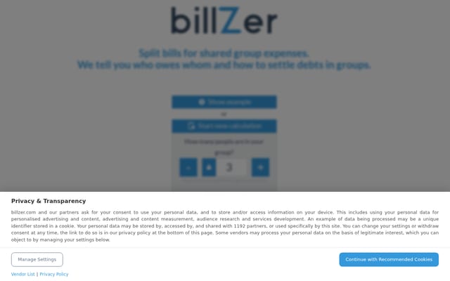 Screenshot of billzer.com