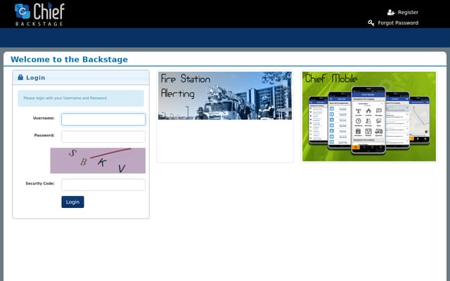 Screenshot of chiefbackstage.com