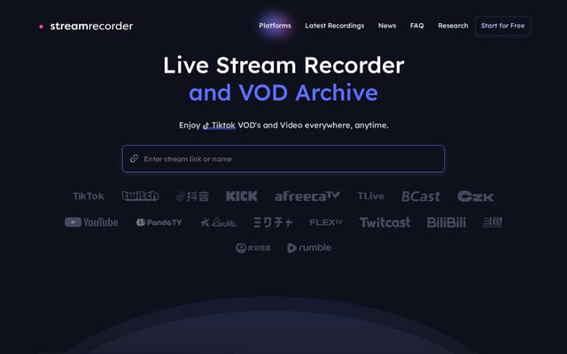 Screenshot of streamrecorder.io