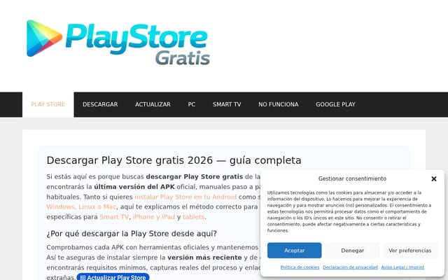 Screenshot of playstoregratis.mobi