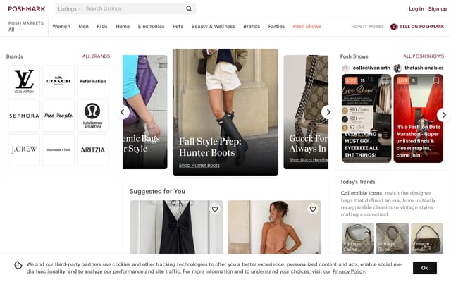 Screenshot of poshmark.ca