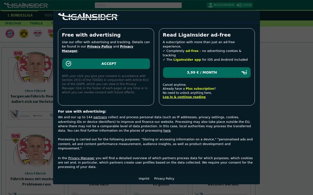 Screenshot of ligainsider.de