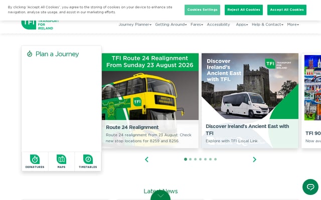 Screenshot of transportforireland.ie