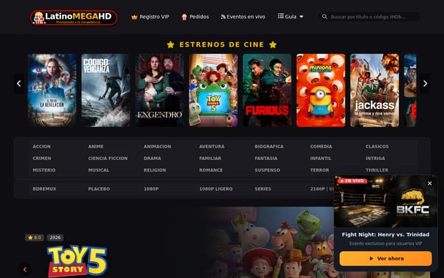 Screenshot of latinomegahd.net