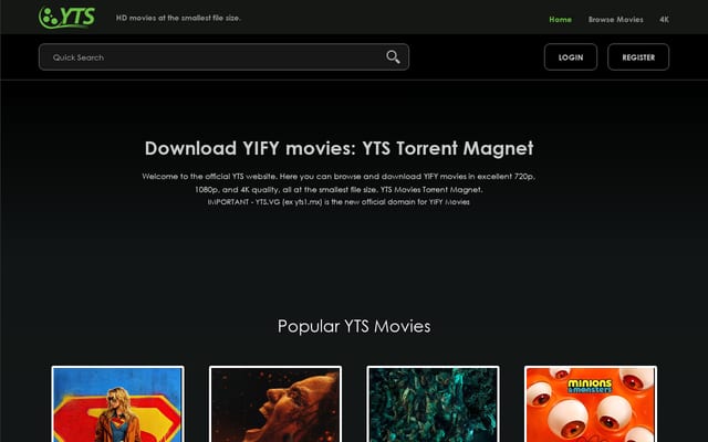 Screenshot of yts.gs