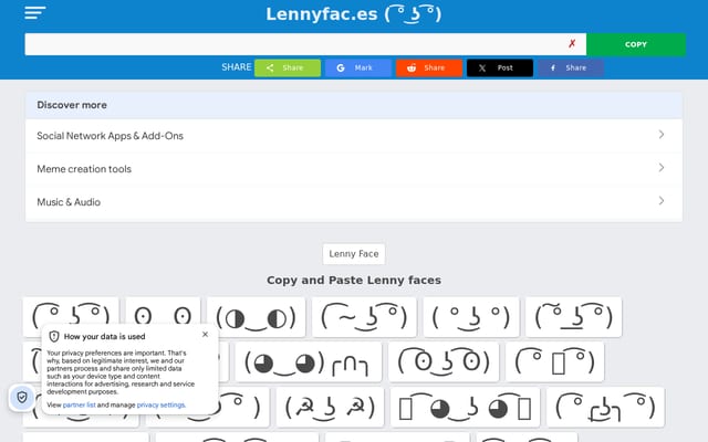 Screenshot of lennyfac.es