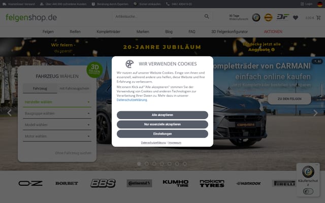 Screenshot of felgenshop.de