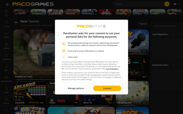 Screenshot of pacogames.com