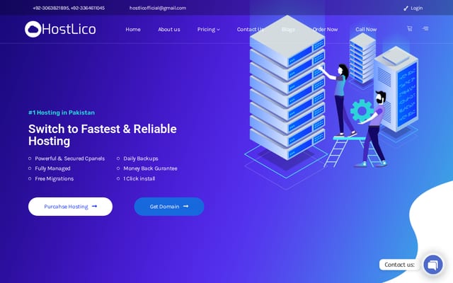 Screenshot of hostlico.com