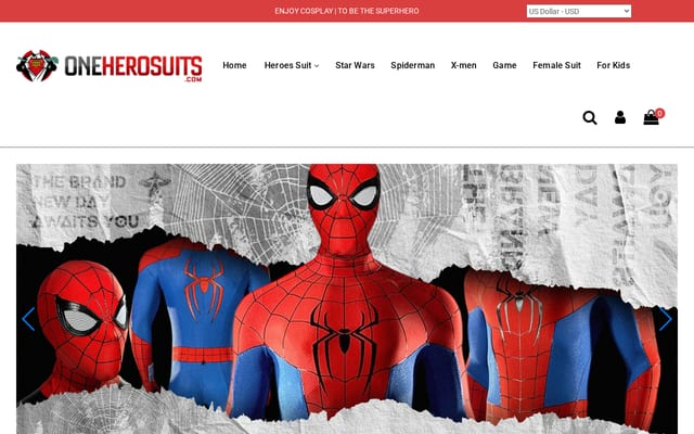 Screenshot of oneherosuits.com