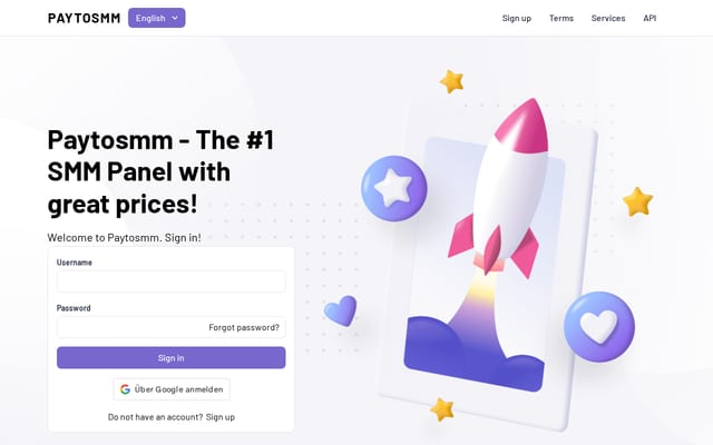 Screenshot of paytosmm.com
