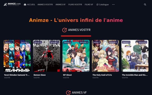 Screenshot of animze.com