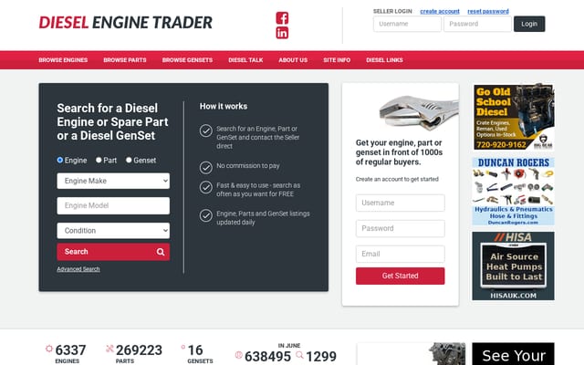 Screenshot of dieselenginetrader.com