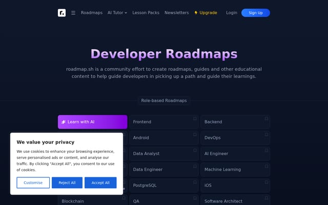 Screenshot of roadmap.sh