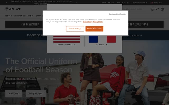 Screenshot of ariat.com