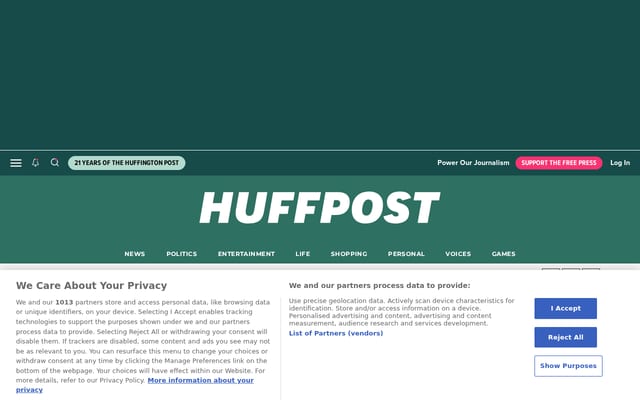 Screenshot of huffpost.com