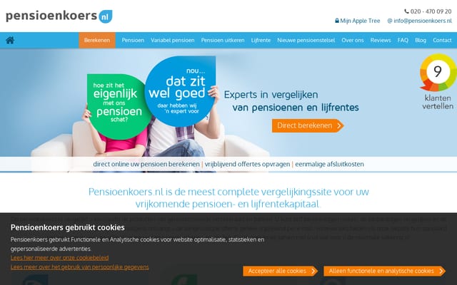 Screenshot of pensioenkoers.nl