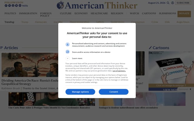 Screenshot of americanthinker.com