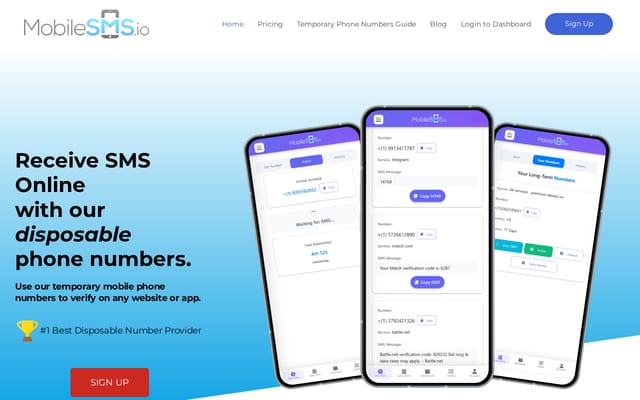 Screenshot of mobilesms.io