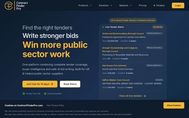 Screenshot of contractfinderpro.com