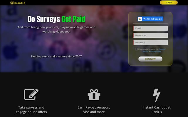 Screenshot of rewards1.com