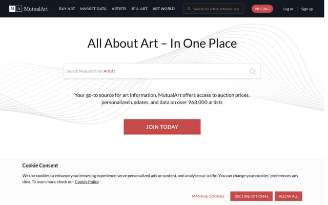 Screenshot of mutualart.com