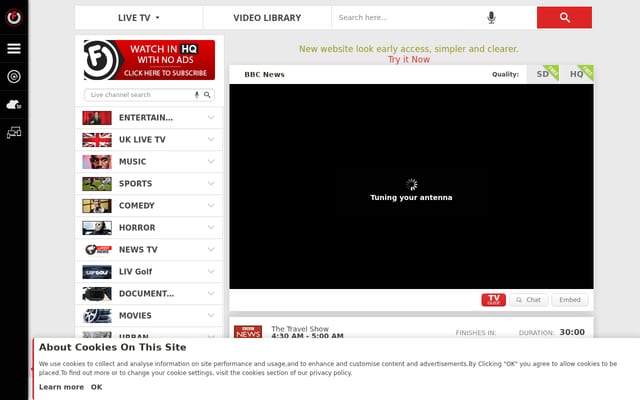 Screenshot of filmon.com