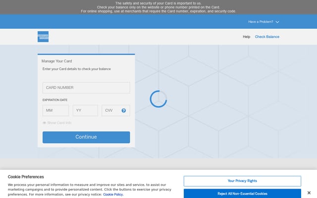 Screenshot of amexrewardcard.com