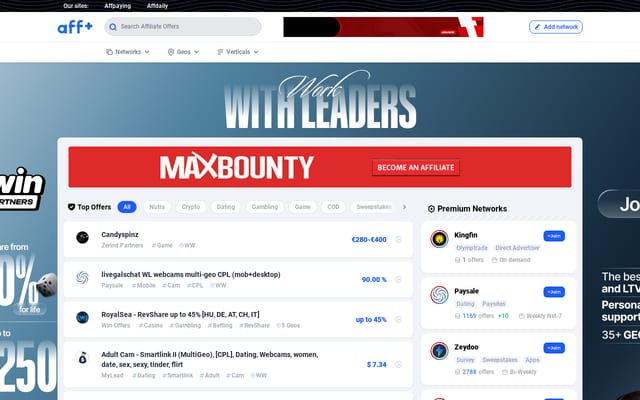 Screenshot of affplus.com