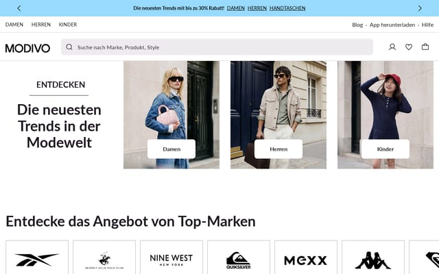 Screenshot of modivo.de