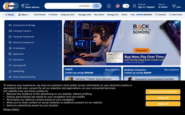 Screenshot of newegg.com