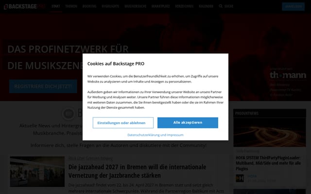 Screenshot of backstagepro.de