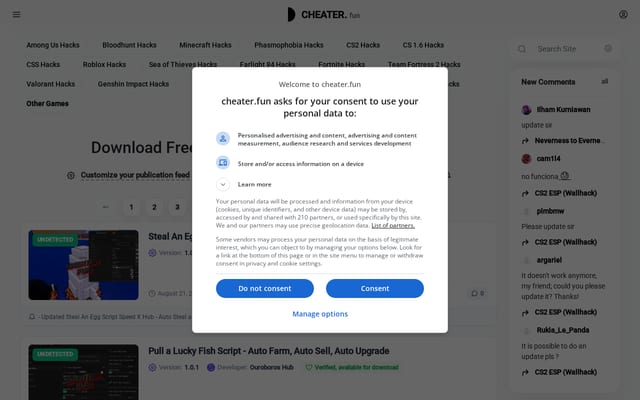 Screenshot of cheater.fun