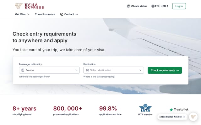 Screenshot of evisa.express