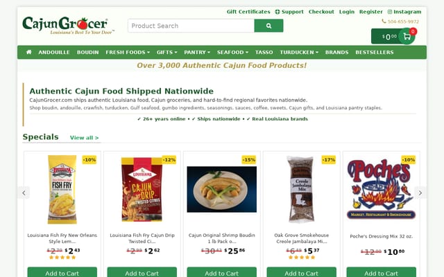Screenshot of cajungrocer.com